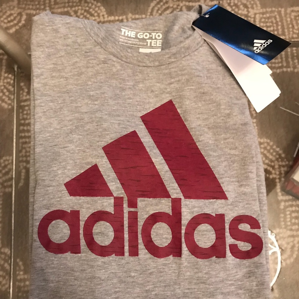 New Women’s Adidas T-shirt with burgundy logo